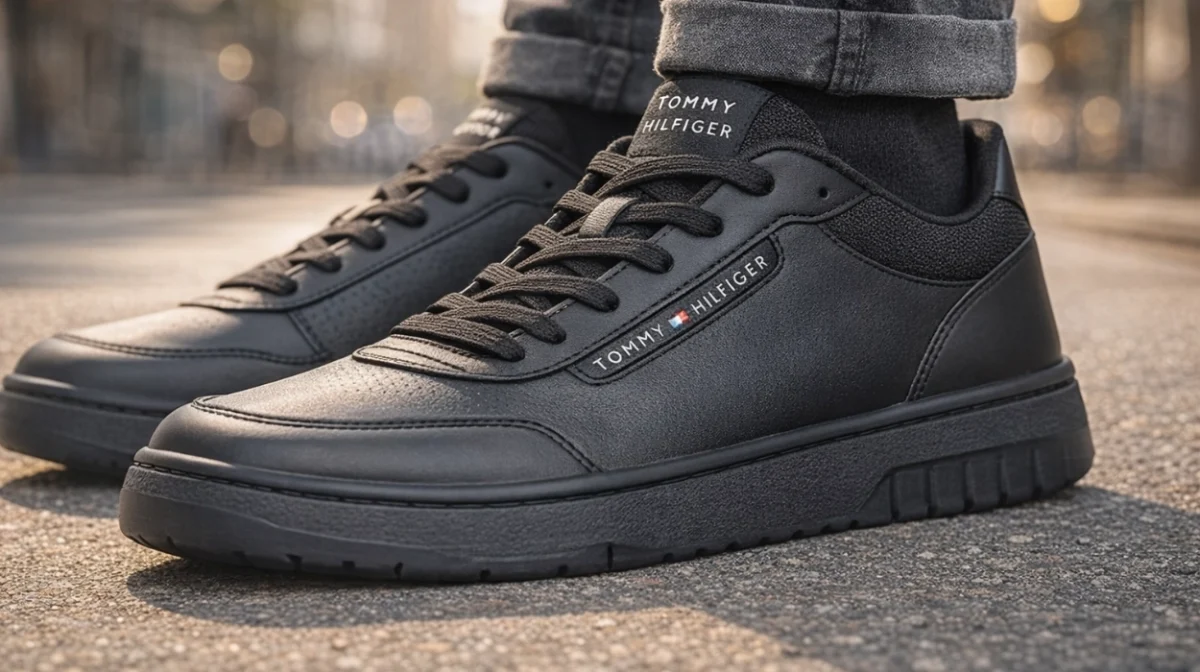 Zapatillas de piel Tommy Hilfiger Basket Core negras para hombre por sólo 59,95€ con envío gratis (40% de descuento)