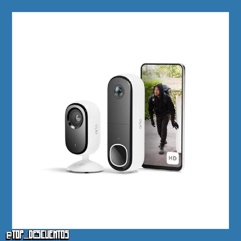 Arlo Videoportero HD inalámbrico y cámara 2K interior – Seguridad Smart Home para familia y mascotas, visión nocturna, detección de movimiento, audio bidireccional, compatible con Alexa