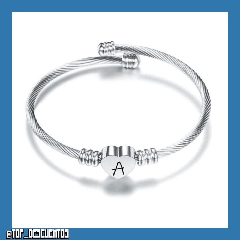 Plata Amor Corazón 26 Letra Inicial Alfabeto A-Z Pulsera Joyería Regalo Ajustable Para Hija Hijo Hermanas Amigos Madre Colega Amante Cumpleaños Navidad