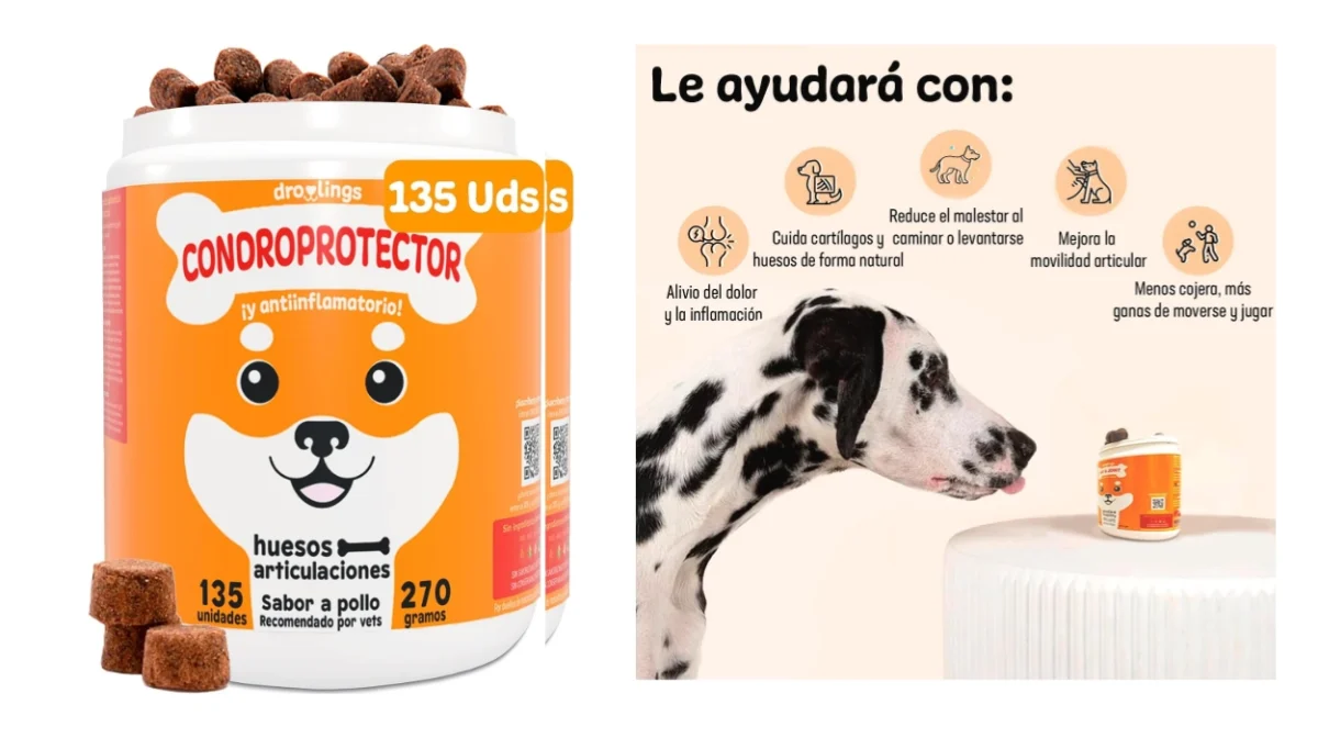 Alivia la artrosis de tu perro con el condroprotector Vet: 135 chuches masticables para cadera y articulaciones por sólo 19,54€ (-19%)