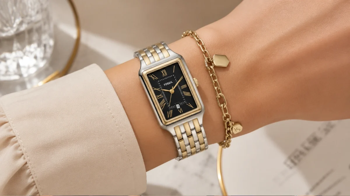Elegancia en tu muñeca con este conjunto de reloj y pulsera Fossil Raquel para mujer por sólo 124,95€ (-54%)