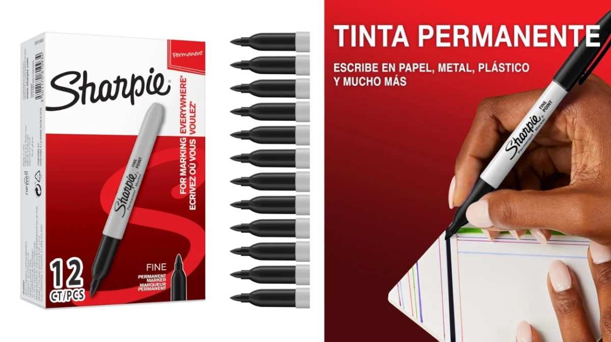 Pack x12 Rotuladores permanentes Sharpie de punta fina en color negro por sólo 9,15€ (63% de descuento)