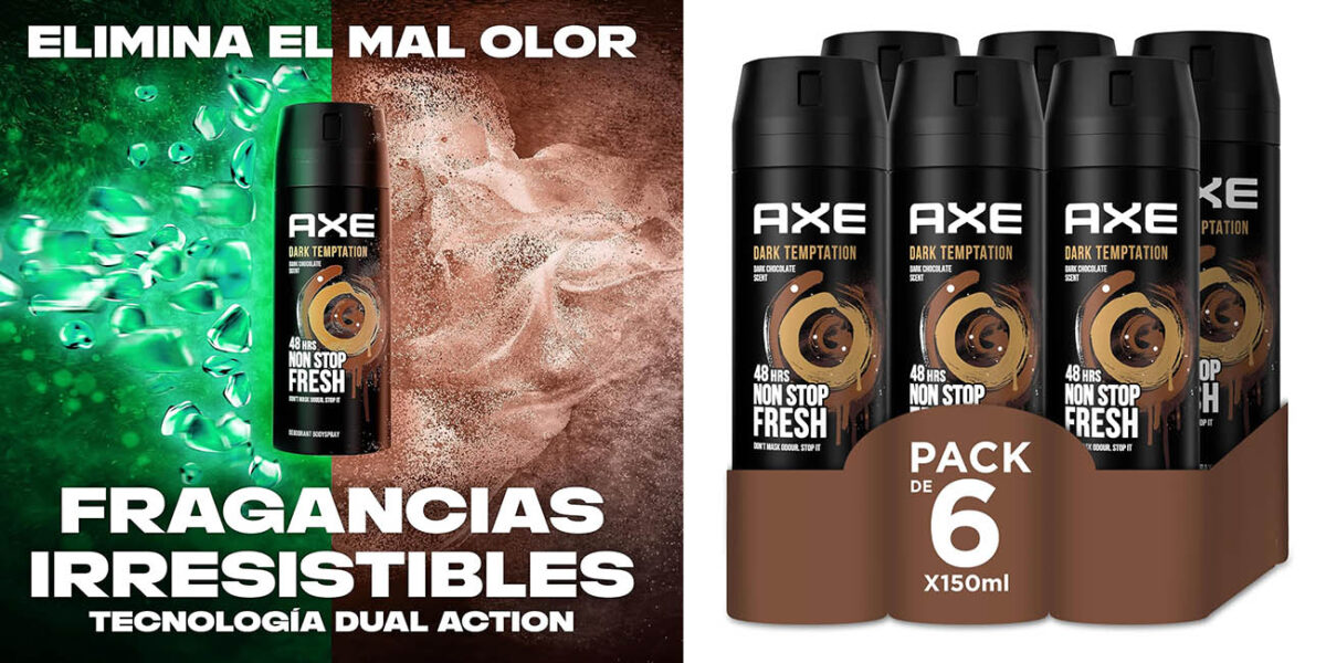 Pack x6 Desodorantes Axe Dark Temptation de 150 ml para hombre por sólo 14,09€ (-37%) ¡A 2,35€ la unidad!