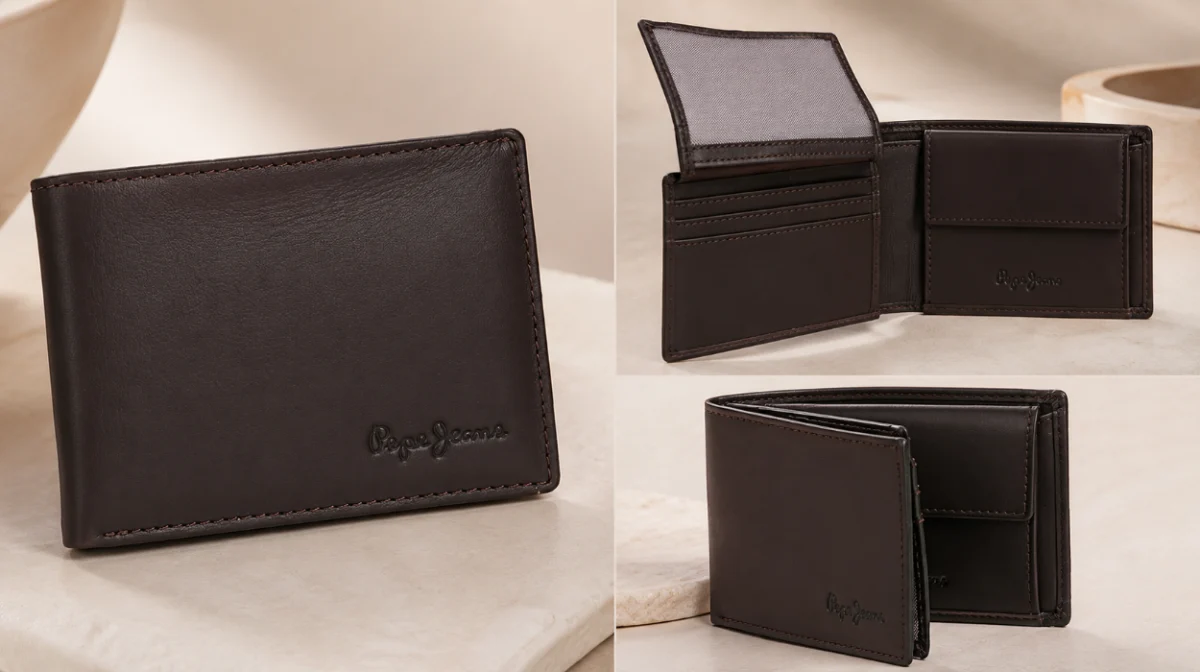 Cartera Pepe Jeans Luton de piel marrón con monedero y sistema RFID por sólo 27,19€ (-32%)