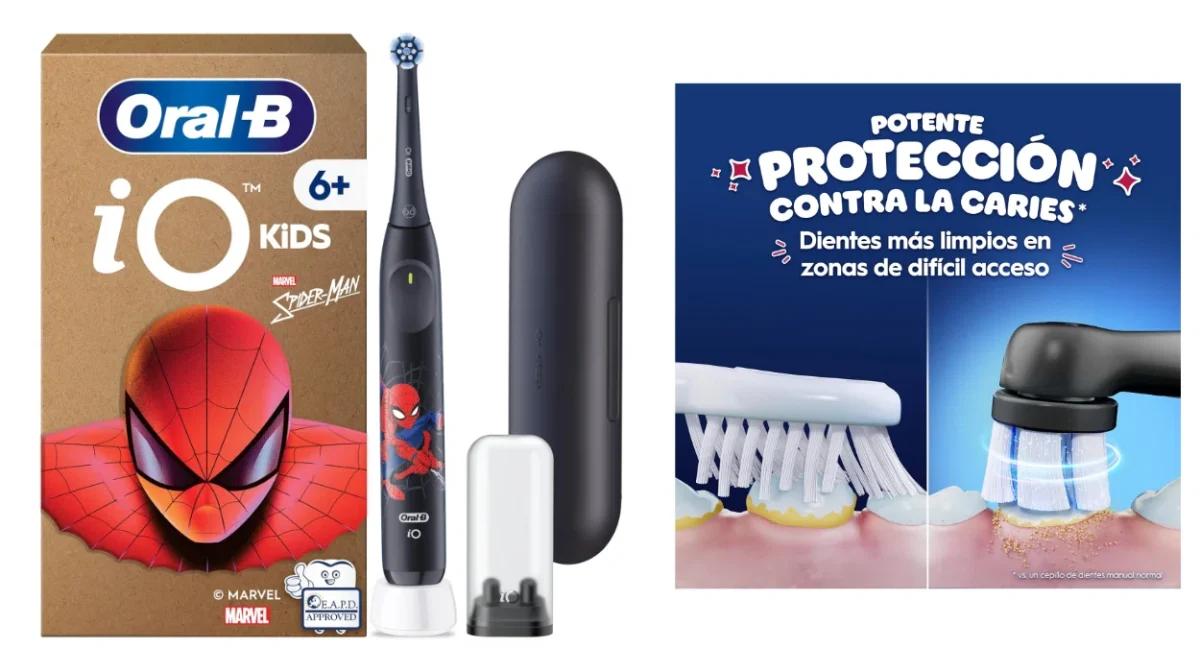 Cepillo de dientes eléctrico Oral-B iO Kids Spiderman para niños mayores de 6 años con estuche de viaje por sólo 49,95€ con envío gratis (-41%)