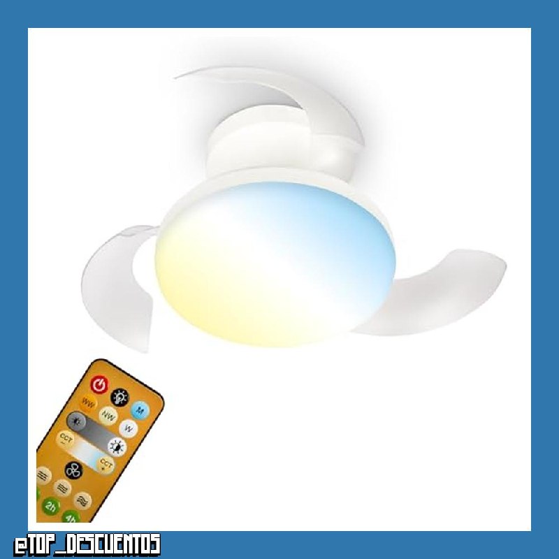 BRILONER - Ventilador de techo con luz LED, mando a distancia, motor DC silencioso con 3 velocidades, CCT y luz regulable, aspas retráctiles, lámpara ventilador techo dormitorio, 44x16,5 cm, blanco [C