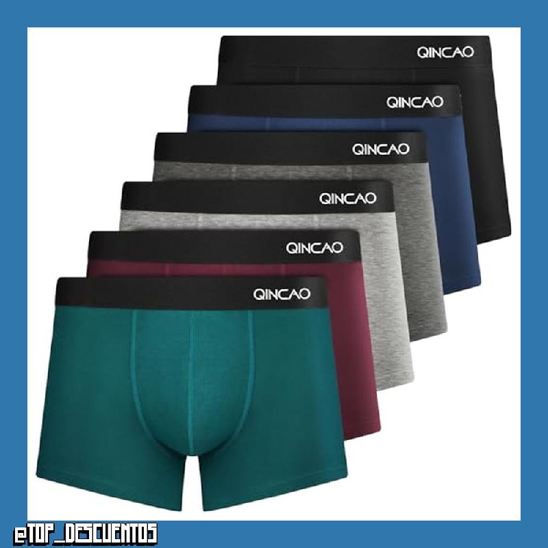 QINCAO Calzoncillos Hombre Boxer Paquete de 6, Suave y Ajuste Cómodo