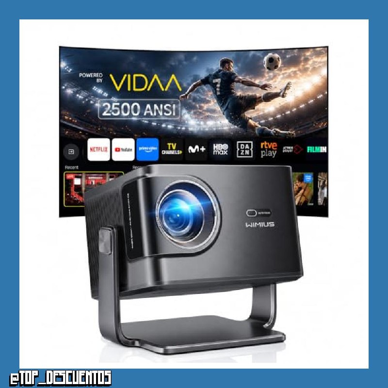 Proyector 4K | 2500 ANSI Ultra Brillante | VIDAA OS Rápido y Fluido | Dolby Audio 56W | Proyector Exterior para Cine Jardín, FHD 1080P Nativo, Enfoque Automático IA, HDMI 2.1, HDR10, Cine en Casa
