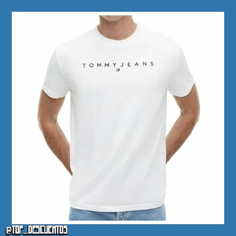 Tommy Jeans Camiseta de Manga Corta Hombre Linear Logo de algodón