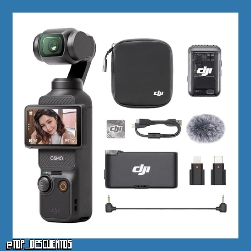 DJI Osmo Pocket 3 Audio Combo with Mic 2 (1 TX + 1 RX), Pocket Gimbal Vlog Camera, 1″ CMOS & 4K/240fps, 3-Axis Stabilization, 2× Lossless Zoom, 107GB Built-in Storage, 2" Rotatable Screen