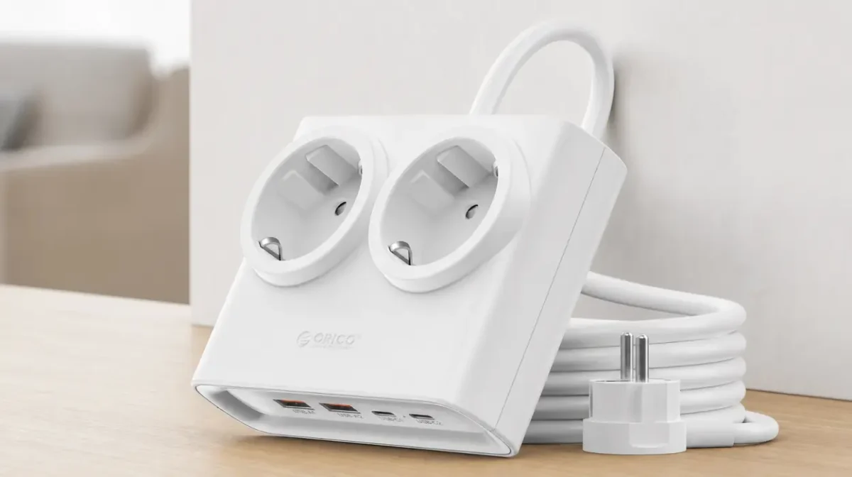 Regleta plana ORICO PowerBrick GAN 25W con 2 enchufes y 4 USB por sólo 17,99€ (-40%)