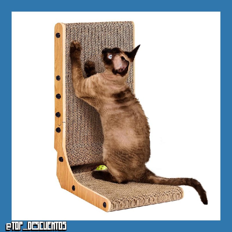 EHEYCIGA Rascador Gatos Cartón L 48cm Mediano-Rascador Vertical Pared Esquina | Alfombra Rascadora Cartón Ondulado, Cama Juguete Cascabel & Protector Sofá Muebles
