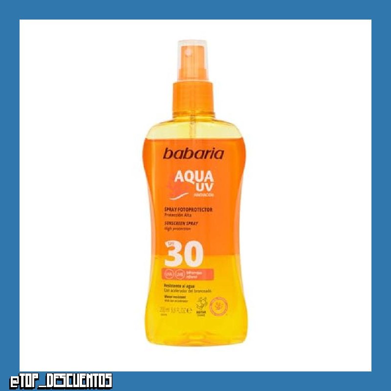 Babaria - Aceite Protector Solar 30 Spf | Crema Solar Con Aloe Vera | Autobronceador Corporal Natural | Aceite Solar De Rápida Absorción | Bruma Solar En Spray