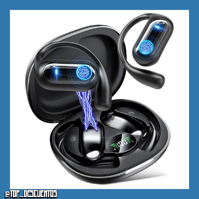 Auriculares Inalambricos Bluetooth 6.1 Deporte, Open Ear, IP7, 80H, LED ENC