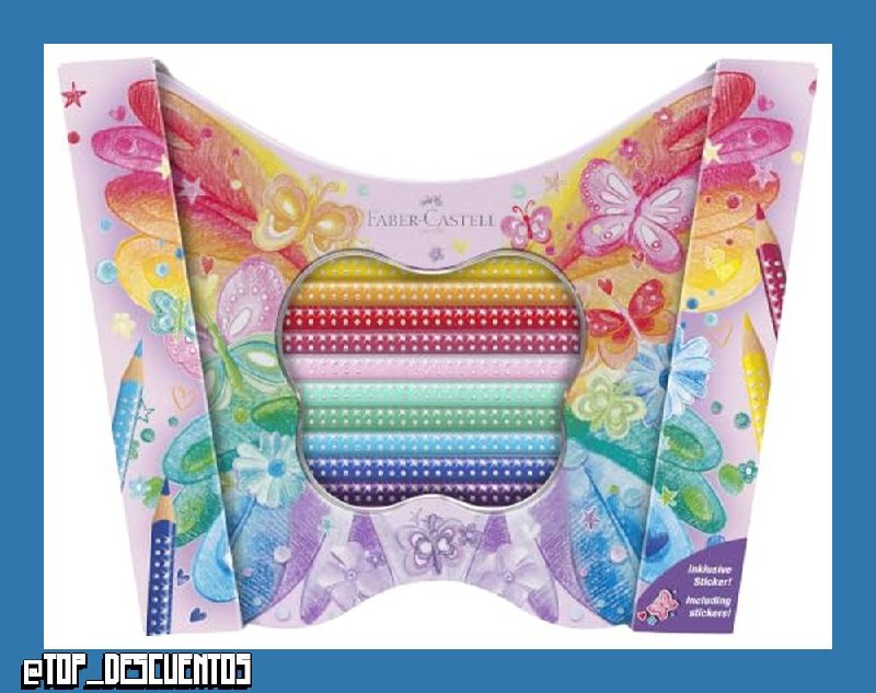 FABER-CASTELL - Set de regalo Mariposa Sparkle, 20 lápices de colores