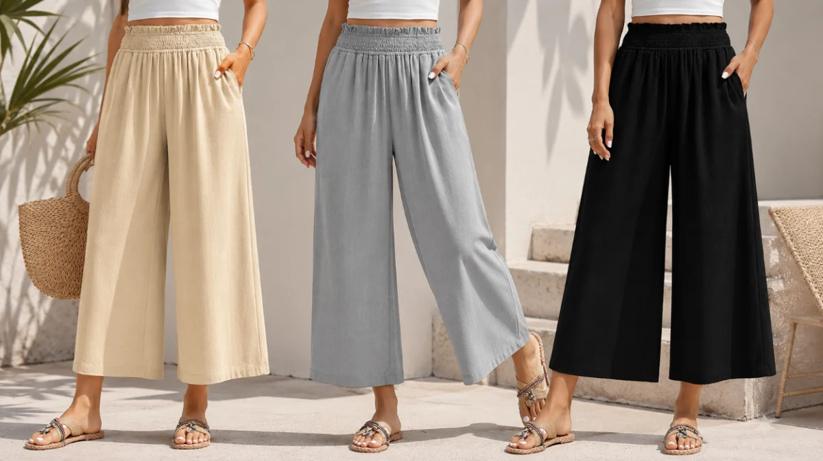 A la moda y frescos: pantalones de lino con cintura elástica y bolsillos para mujer por sólo 19,80€ (-14%)