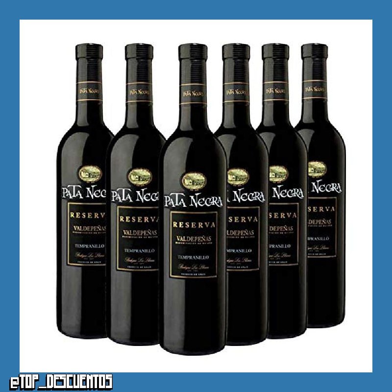 Pata Negra Reserva Vino Tinto Tempranillo D.O Valdepeñas - Caja de 6 Botellas x 750 ml