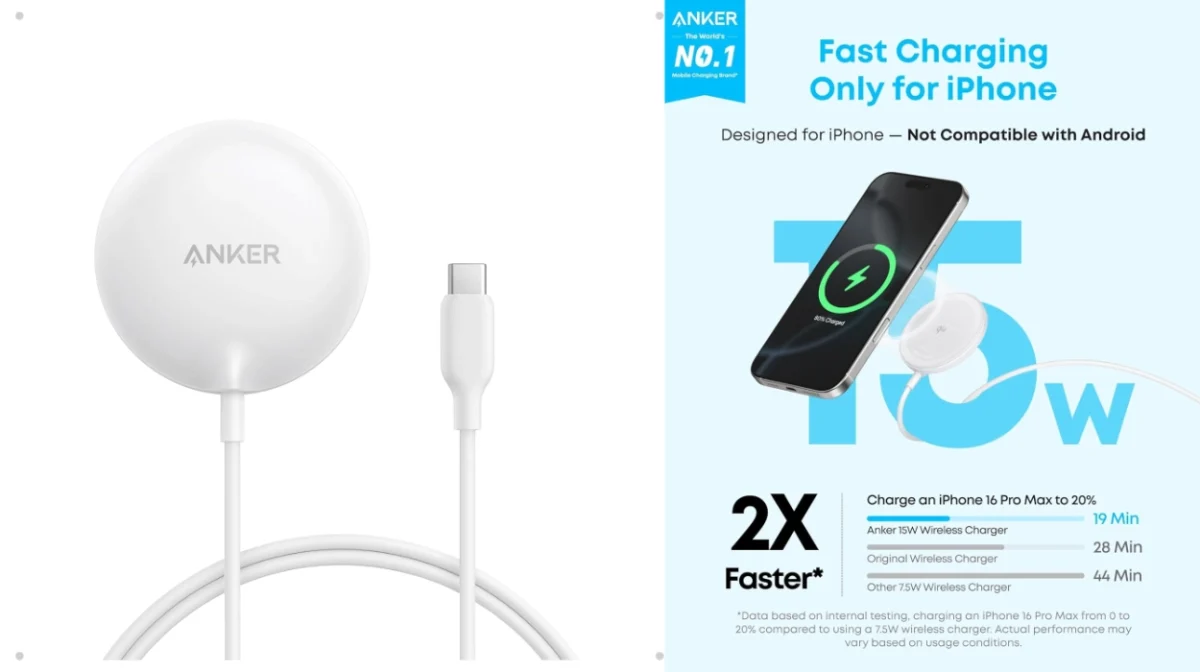Carga rápida y segura con el cargador Anker Zolo 15W magnético con cable largo por sólo 13,79€ (-31%)
