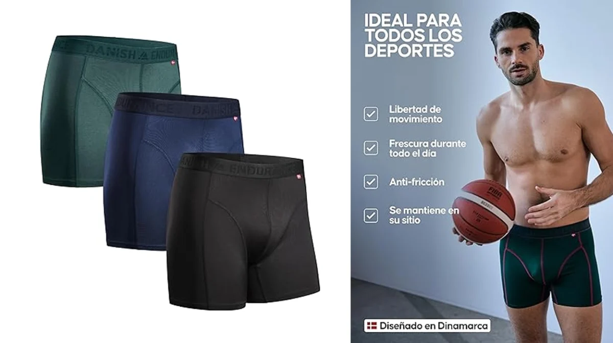 Pack x3 Bóxers Danish Endurance de algodón elástico premium por sólo 18,95€ (-55%)