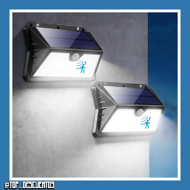 Luz Solar Exterior con Sensor De Movimiento, 2 Paquete Focos LED Exterior Solares, 185 LED Luces Solares Exterior IP65 Impermeable Iluminacion Exterior Solar Para Jardin, Patio, Calle (Blanco Frío) [C