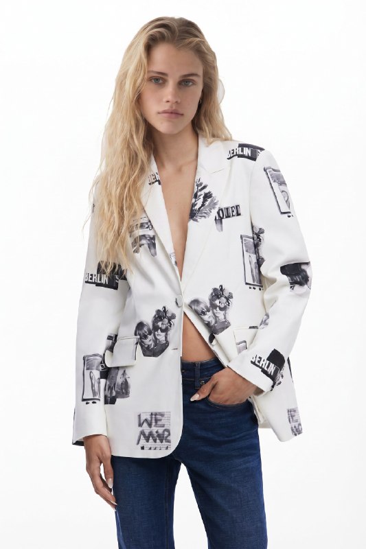 Desigual, Americana collage, Algodon, Blanco, XS