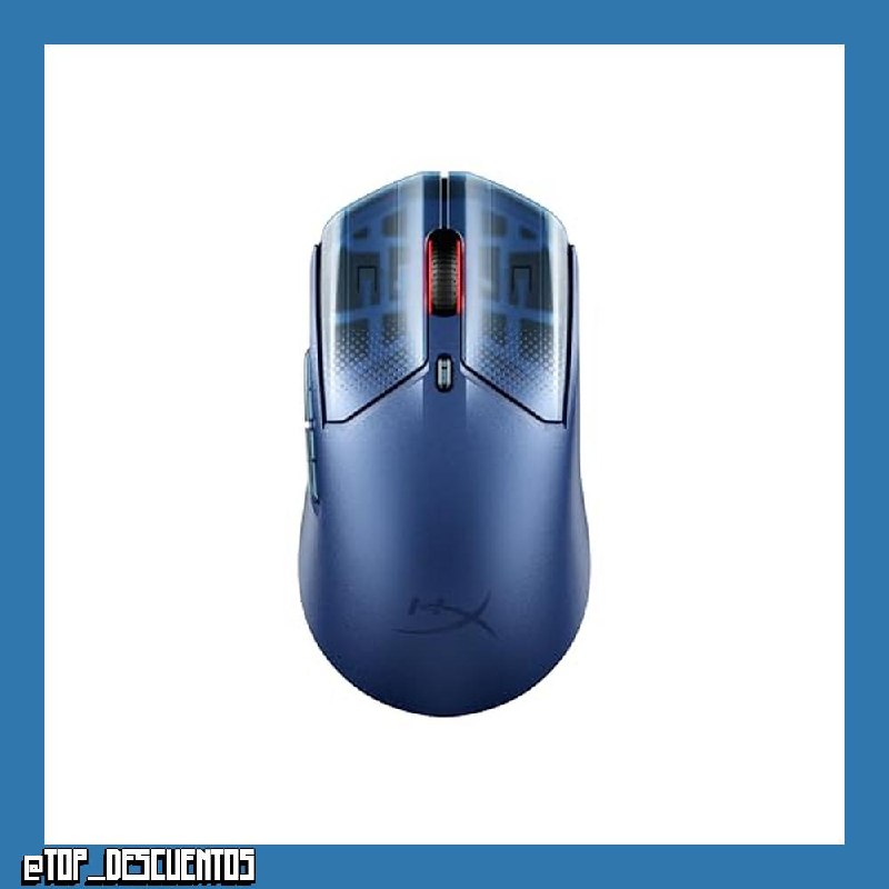 HyperX Pulsefire Haste 2 S - Ratón Gaming inalámbrico, Carcasa de magnesio, Ultra-Ligero 64g, batería 120h, Glass Skates, Sensor 26K, Color Azul