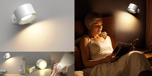 Luz de pared giratoria con carga USB en blanco por sólo 13,92€ (44% de descuento)