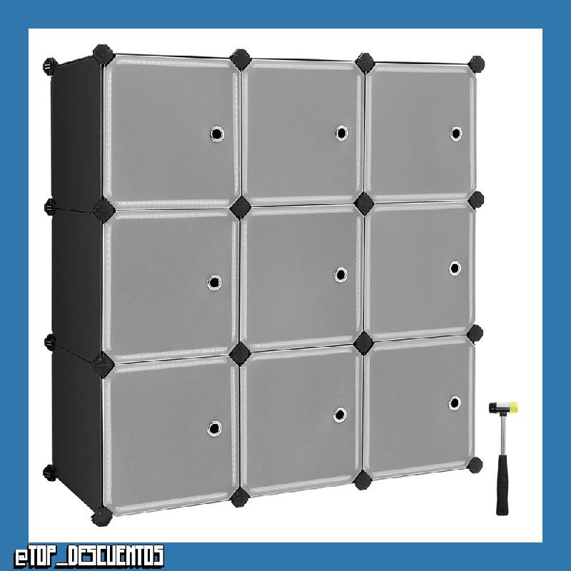 SONGMICS Estantería Modular de 9 Cubos, de Plástico con Puertas