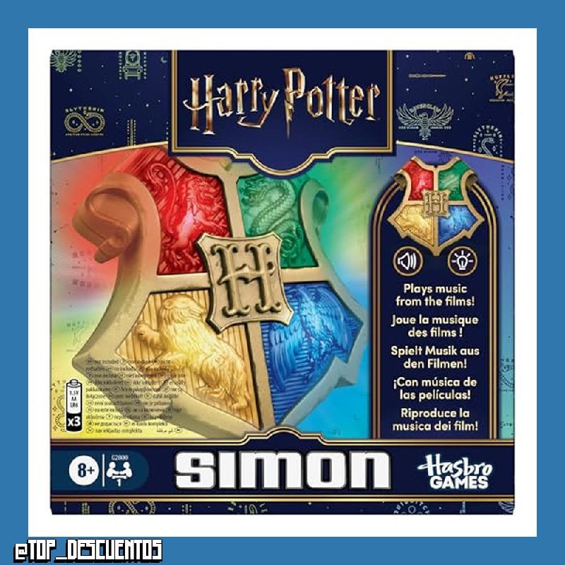 Juego Simon Edición Harry Potter - Juego electrónico portátil de Memoria para niños y niñas - Temática de Hogwarts - Luces y Sonidos - con Licencia Oficial - 1 o más Jugadores - A Partir de 8 años