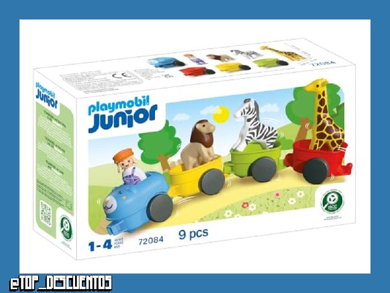 PLAYMOBIL | Junior | Tren de Animales | Tren Colorido con Animales, 4 vagones y Cabina de Conductor | para niños a Partir de 4 años | 72084