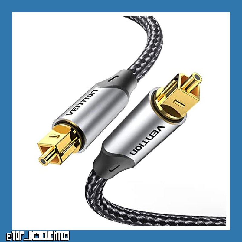 VENTION 2M Cable Óptico Audio Digital TOSLINK Optico Dolby DTS Sound Enchufe de Metal Recubrimiento de Nylon SPDIF Cable de Fibra Óptica, para Barra de Sonido, TV, Home Cinema, Xbox, Play-Station
