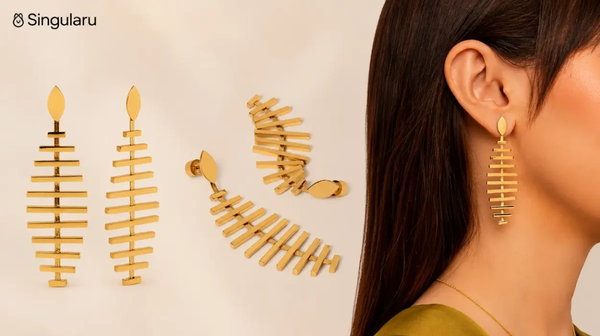 Pendientes Pacific Singularu: acero inoxidable y baño de oro de 18 kt con cierre cómodo por sólo 16,99€ (-26%)