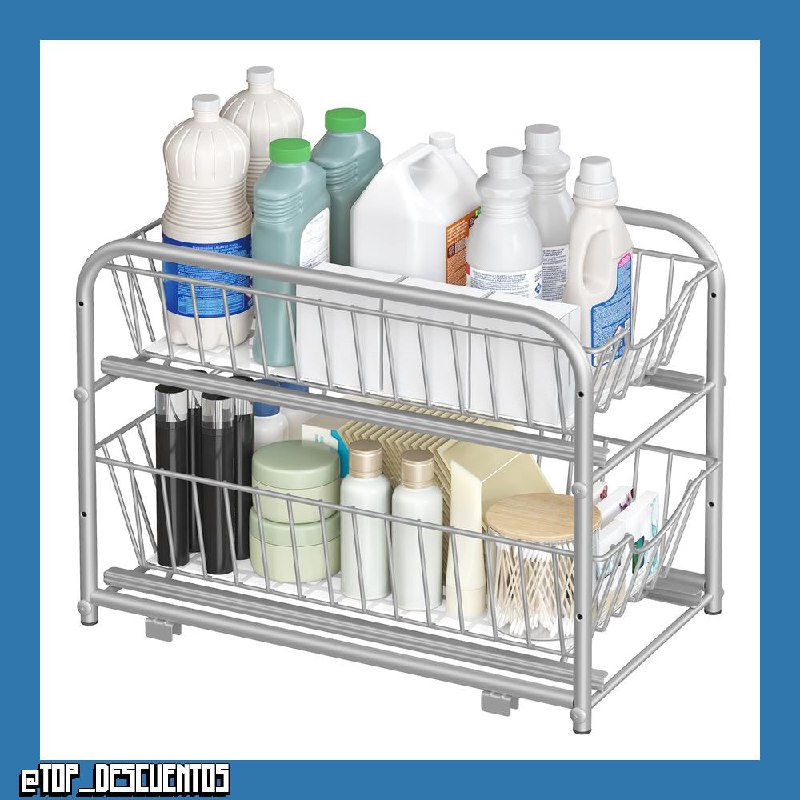SONGMICS Organizador de Cocina, 2 Niveles Extraíbles para Armario