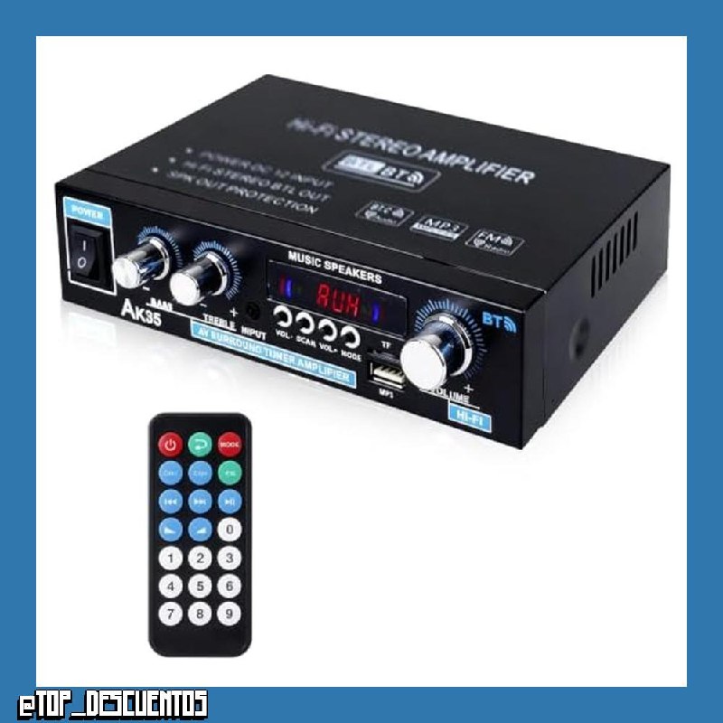 AK35 Amplificador Estéreo HiFi Bluetooth 5.0 Digital Mini Audio 300W 2.0 Canales Con Bajo, Sintonizador Treble Para Altavoz Home