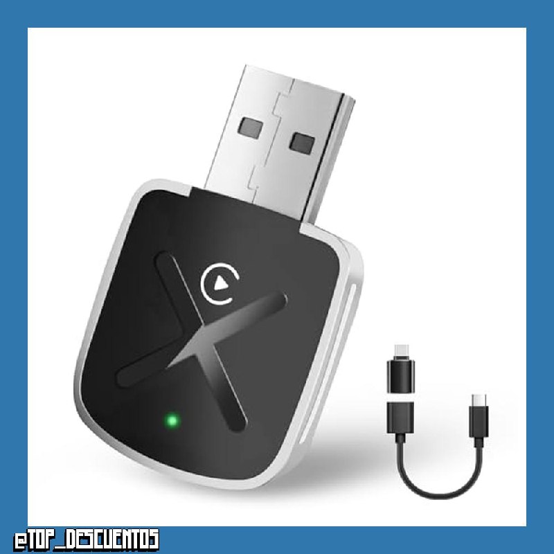 Adaptador Inalámbrico CarPlay para iPhone, Mini USB Dongle Wireless Carplay Adapter con Cable a Carplay inalámbrico, Carplay Compatible con Coches a Partir de 2016 y Teléfonos iOS 10+