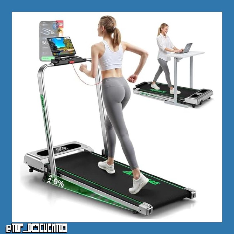 5 en 1 Cinta de Correr Plegable, 12KM/H Cinta de Correr con Inclinación 9%, 2.75 HP Cinta de Andar para Casa con Control Remoto y Pantalla LED, Apps y 12 Programas HIIT, Soporte 150 KG