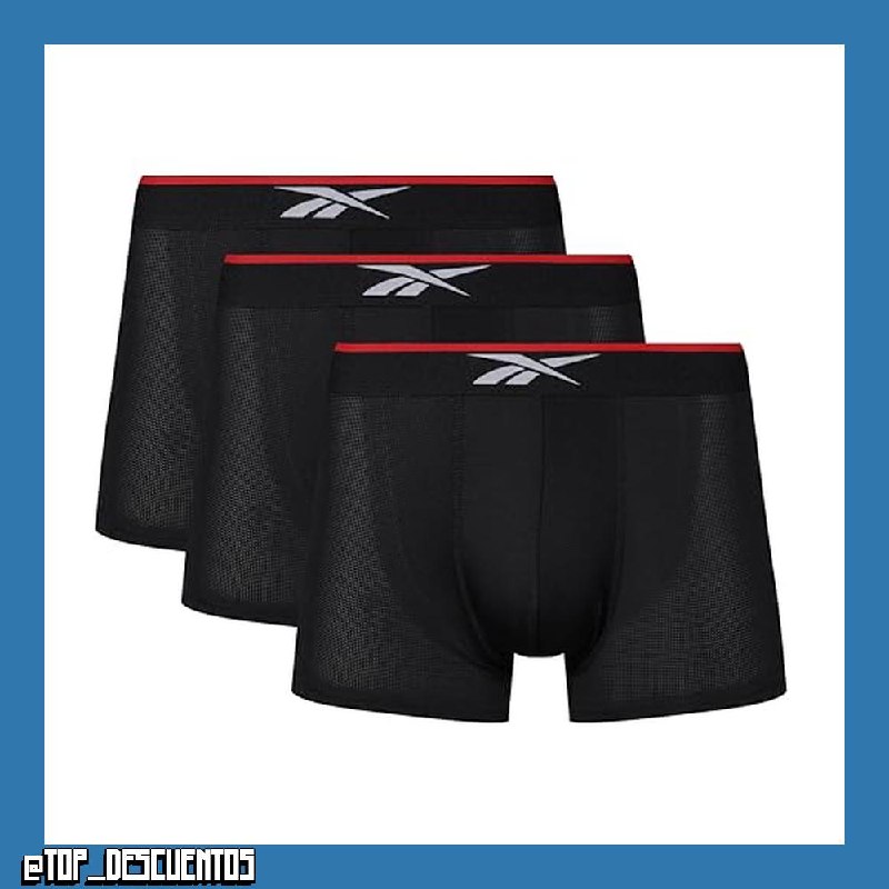 Reebok Calzoncillos bóxer Glynn para Hombre, Pack de 3 Calzoncillos Deportivos, Transpirables y elásticos,Pack múltiple de Calzoncillos bóxer, Color Negro