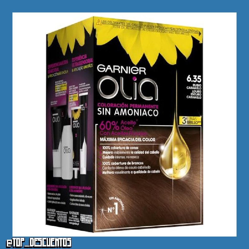 Garnier Olia Coloración Permanente sin Amoniaco, Tono 6.35 Rubio Caramelo