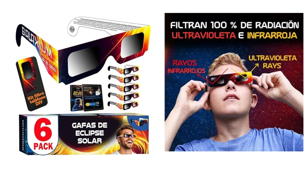 Pack x6 gafas Galaxium para el eclipse 2026: certificadas ISO y aprobadas por la AAS por sólo 5,97€ (-25%)