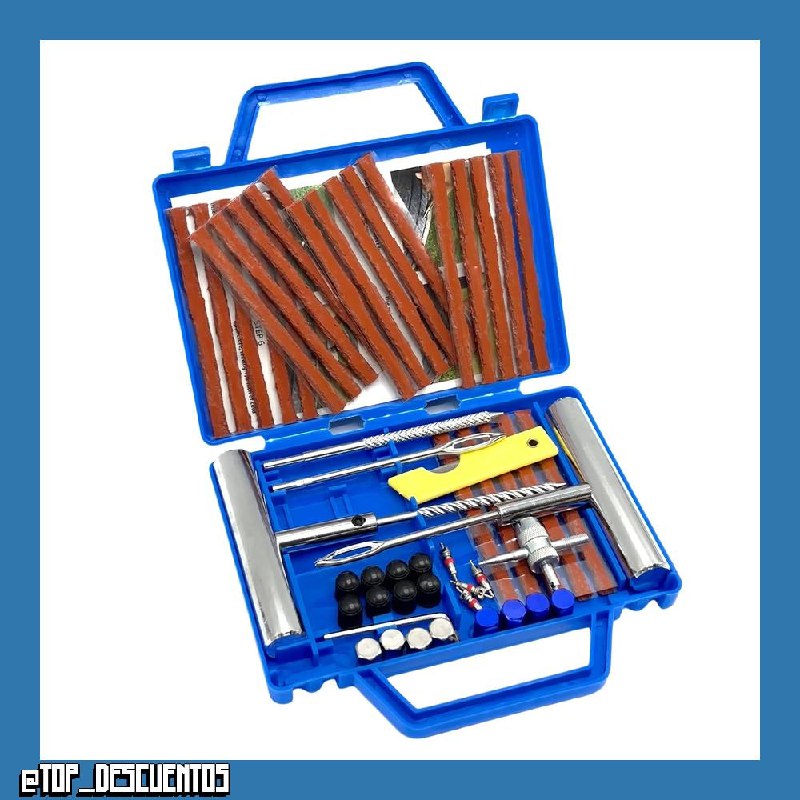 Kit de reparación de neumáticos, kit de reparación de neumáticos de 53 piezas, kit de reparación de neumáticos portátil para automóviles, camiones, motocicletas, vehículos recreativos, tractore