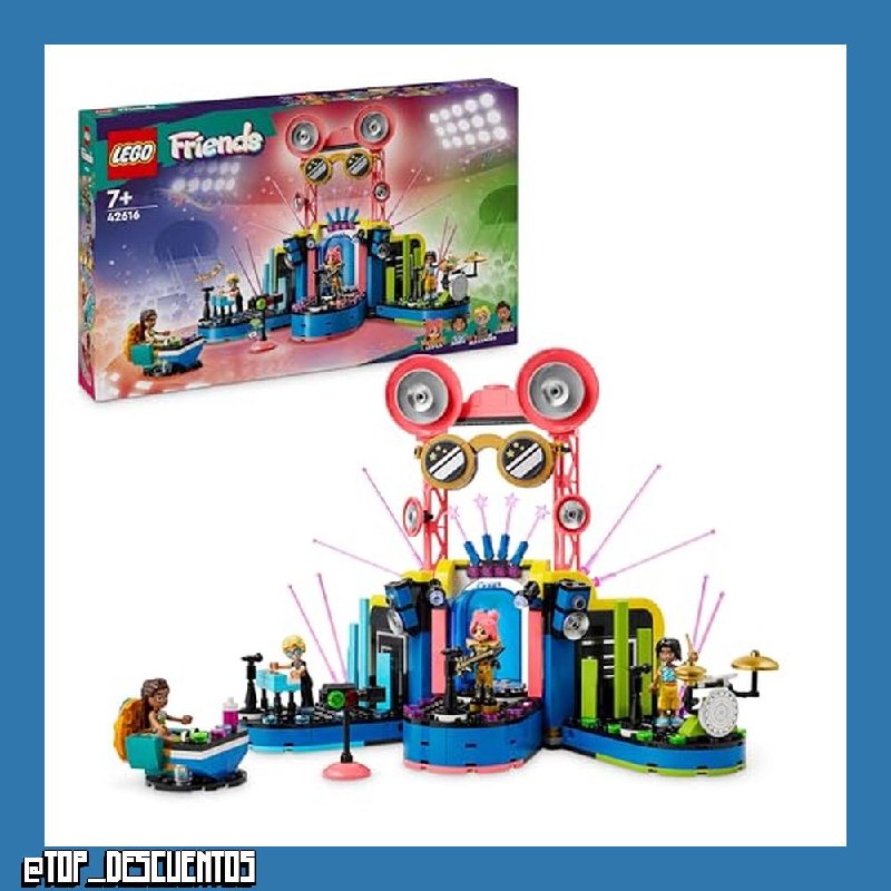 LEGO Friends Espectáculo de Talentos Musicales de Heartlake City, Instrumento Musical y Escenario de Juguete con 4 Mini Muñecos de Personajes, Regalo para Niñas y Niños de 7 Años o Más 42616