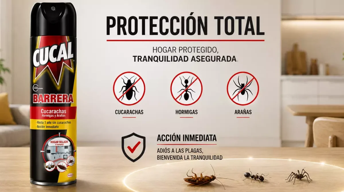 Protege tu hogar con Cucal Barrera: aerosol que sella y aleja cucarachas, hormigas y arañas durante meses por sólo 7,10€ (-24%)