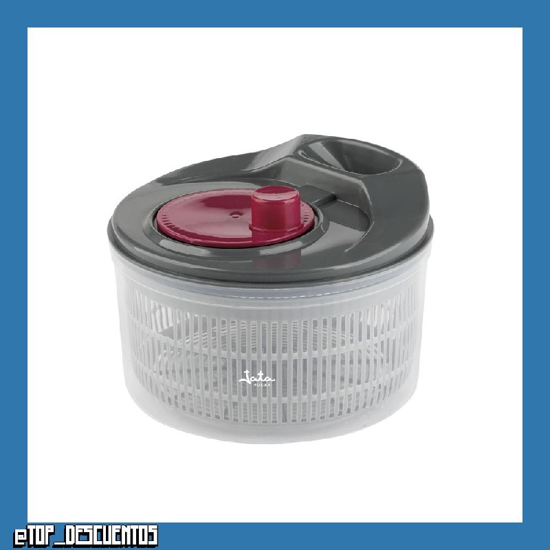 JATA HOGAR HACC4554 - Centrifugadora de Ensalada 3L, Escurridor de Verduras Manual con Manivela, Secador de Lechuga, Sin BPA, Fácil Limpieza