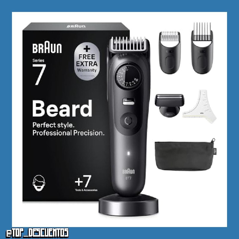 Braun Recortadora de Barba Hombre Series 7, BT7535, Gris