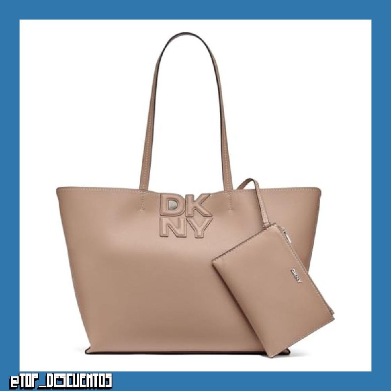 DKNY Nicole Tote para mujer 100% poliuretano, cappucino y gris claro, Cappucino and Light Taupe, large