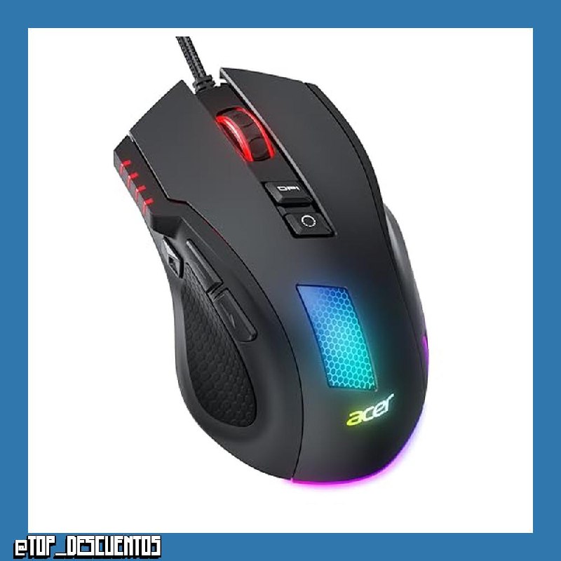 Acer Ratón Gaming para Juegos, RGB Mouse Gaming Ergonómico 12800 dpi