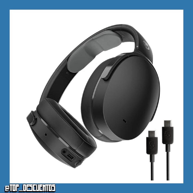 Skullcandy Hesh ANC Cascos Over-Ear Inalámbricos con Cancelación de Ruido, 22 h de Autonomía, Micrófono, Compatibles con iPhone Android y Dispositivos Bluetooth - Negro