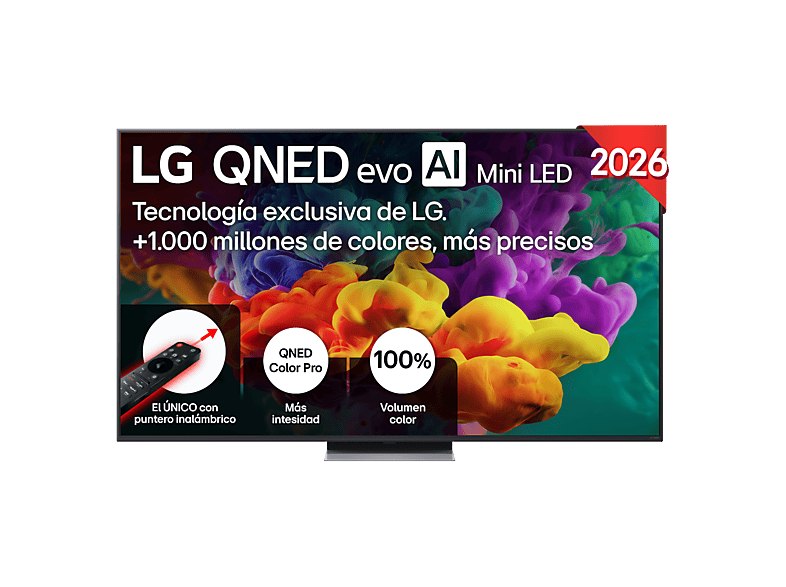 LG - TV QNED Mini LED 65" 65QNED86B6B, UHD 4K, Procesador Inteligente α8 AI Proc