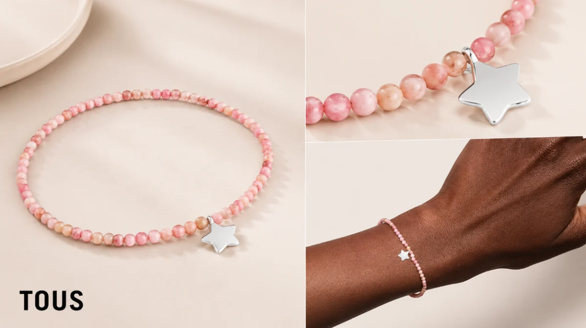 Pulsera TOUS de ópalo rosa: elástica y con charm de estrella de plata por sólo 29€ con envío gratis (-41%)