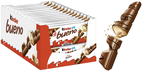 Pack de 30 bolsas de chocolatinas Kinder Bueno por sólo 17,15€ con cupón y envío gratis (-44%) ¡Sólo 0,57€ cada una!